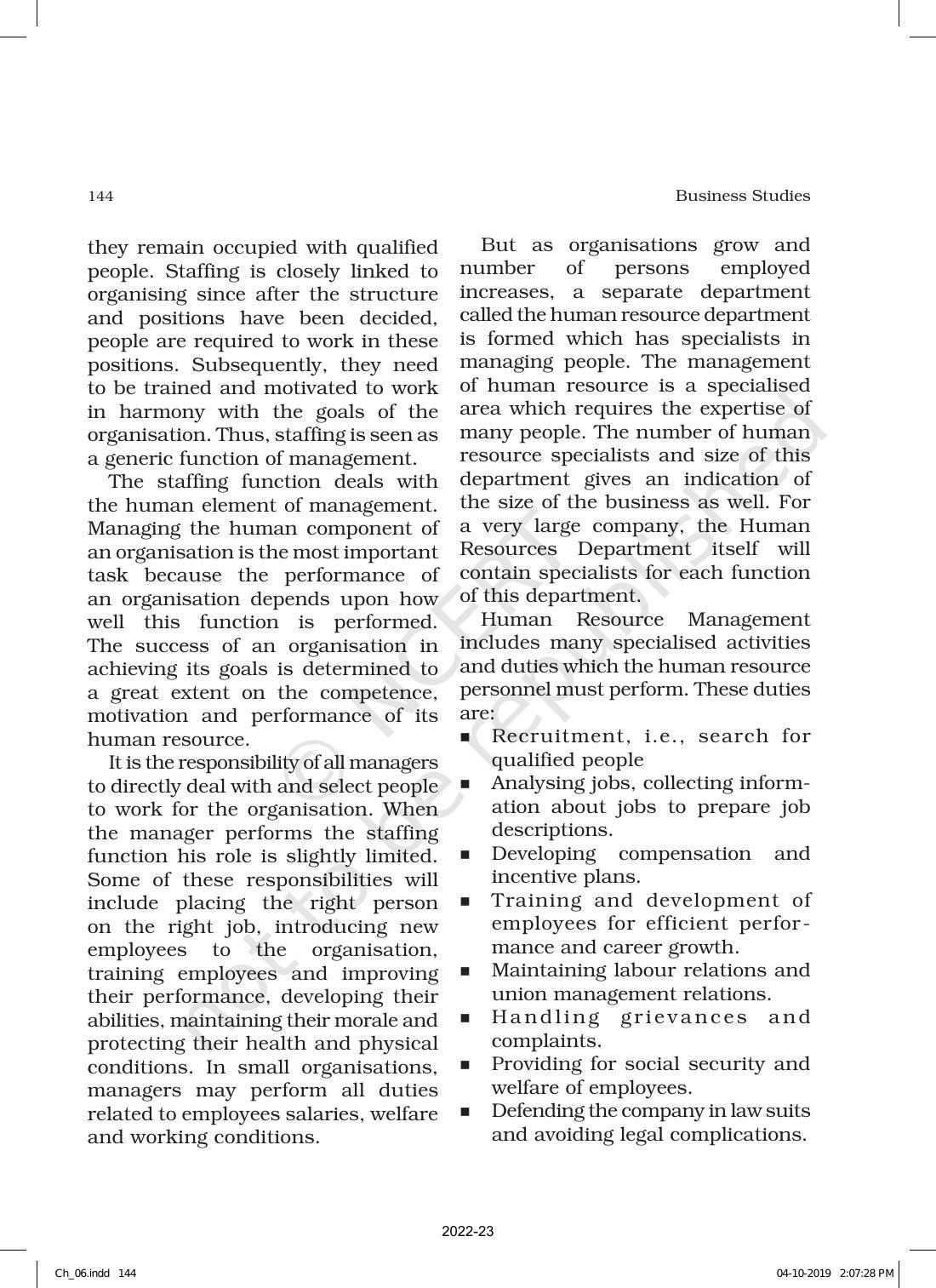 NCERT Book for Class 12 Business Studies Chapter 6 Staffing - Page 4