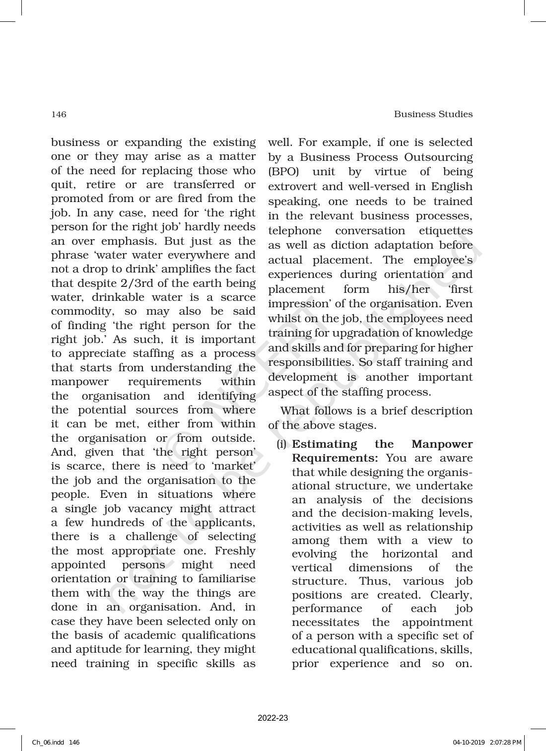 NCERT Book for Class 12 Business Studies Chapter 6 Staffing - Page 6