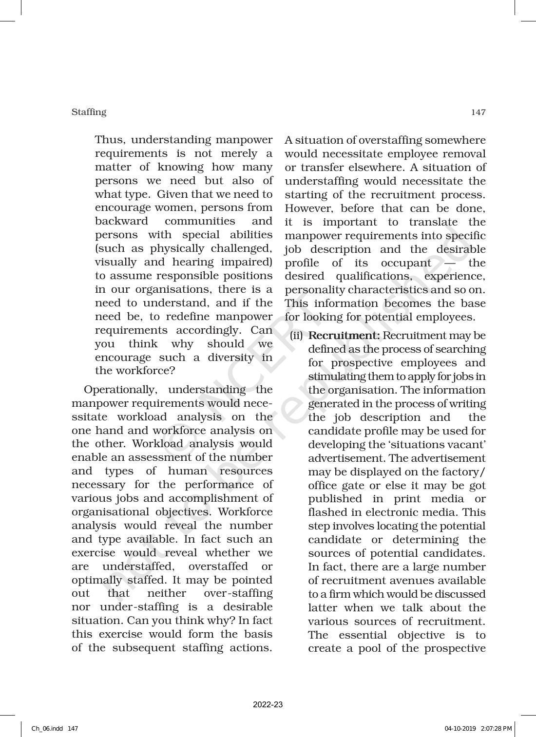 NCERT Book for Class 12 Business Studies Chapter 6 Staffing - Page 7
