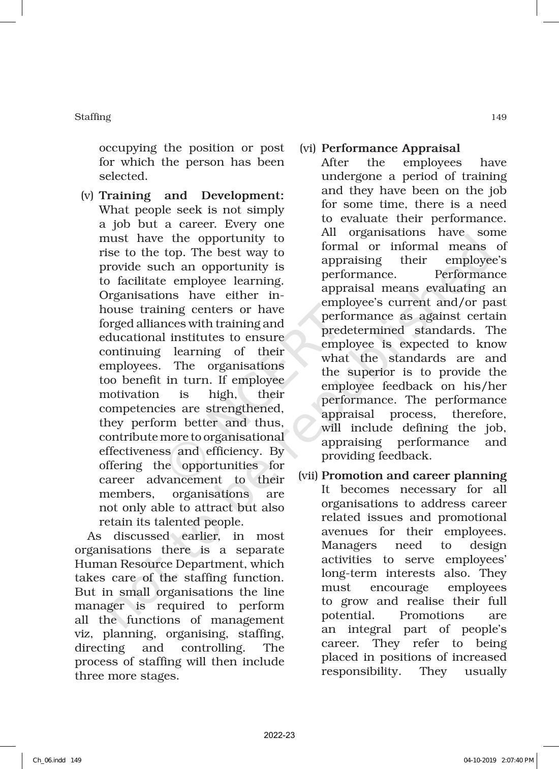 NCERT Book for Class 12 Business Studies Chapter 6 Staffing - Page 9