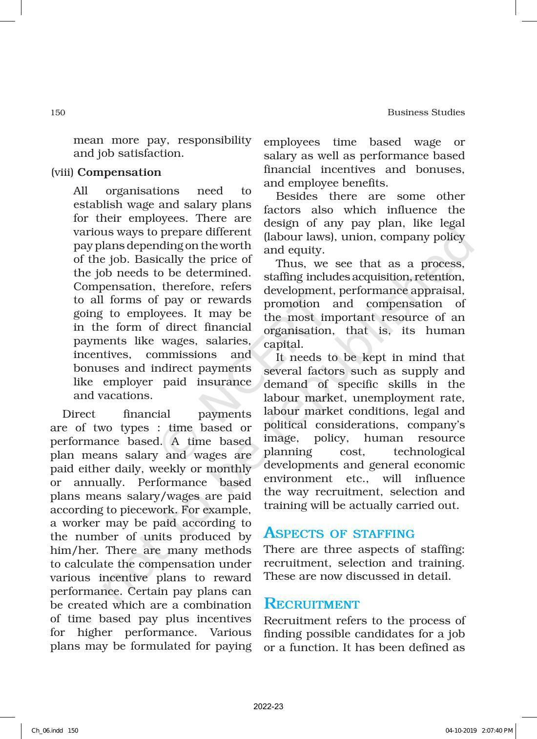 NCERT Book for Class 12 Business Studies Chapter 6 Staffing - Page 10
