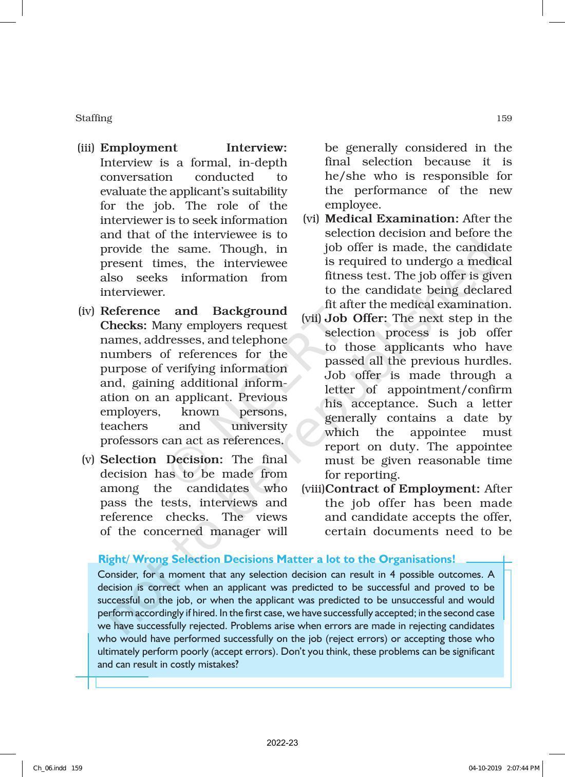 NCERT Book for Class 12 Business Studies Chapter 6 Staffing - Page 19