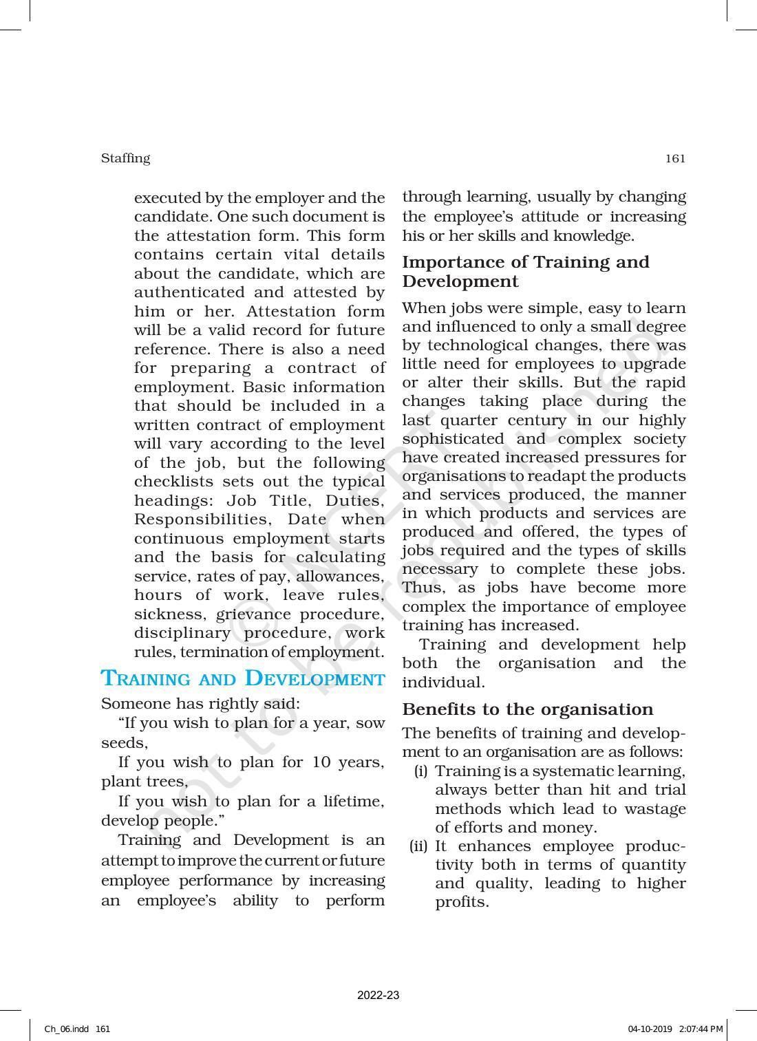 NCERT Book for Class 12 Business Studies Chapter 6 Staffing - Page 21