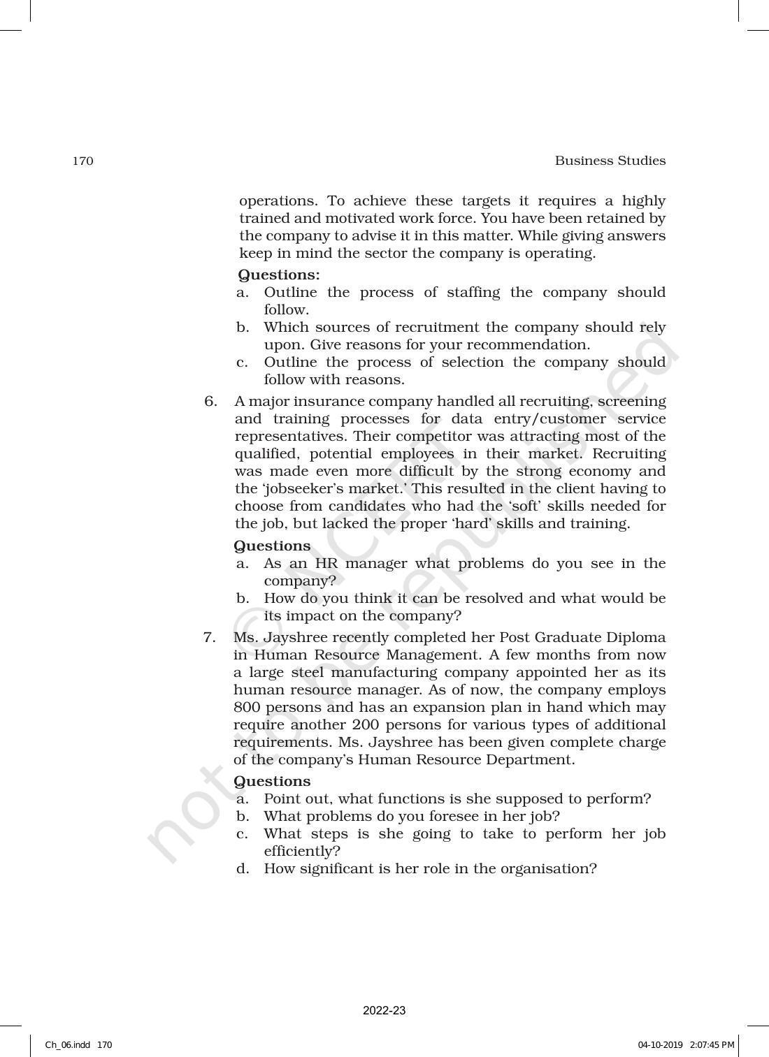 NCERT Book for Class 12 Business Studies Chapter 6 Staffing - Page 30