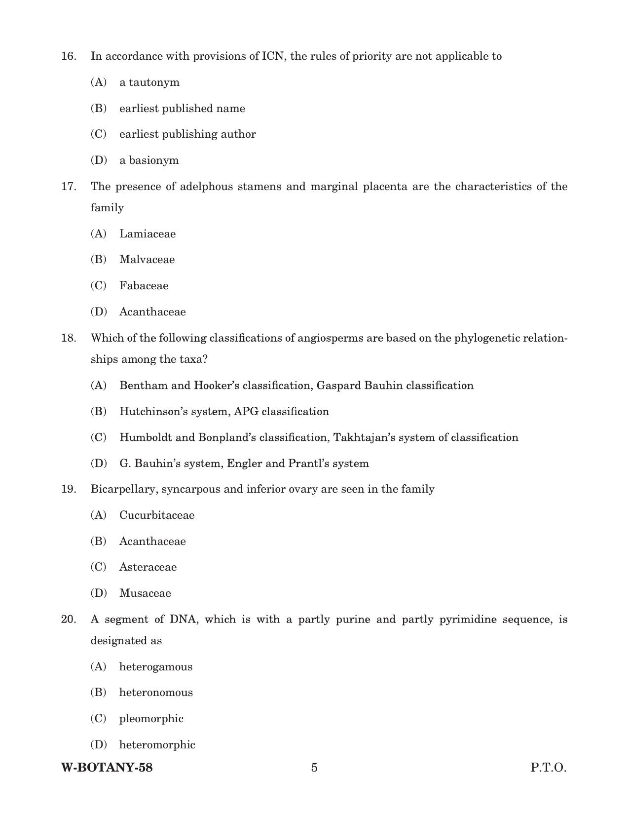 Odisha CPET 2022 BOTANY Question Paper - Page 5