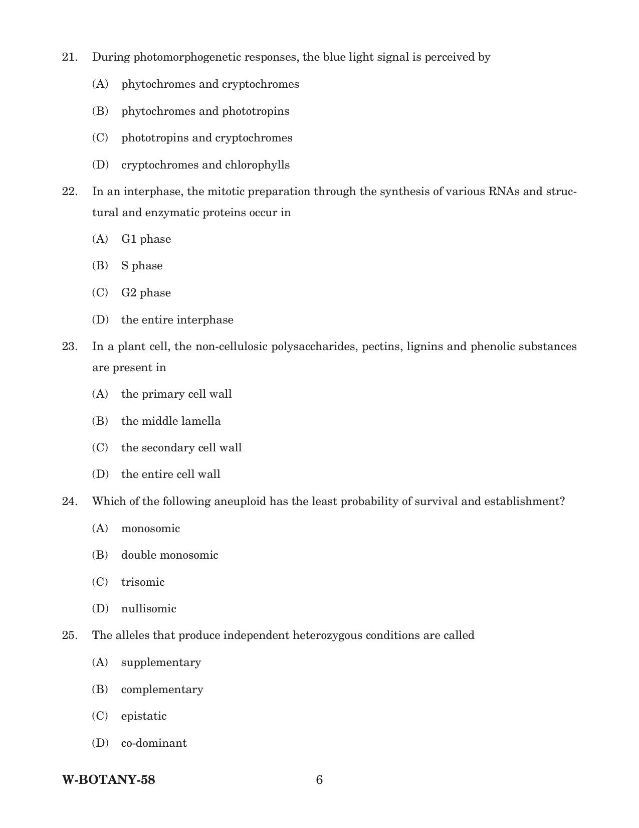 Odisha CPET 2022 BOTANY Question Paper - Page 6