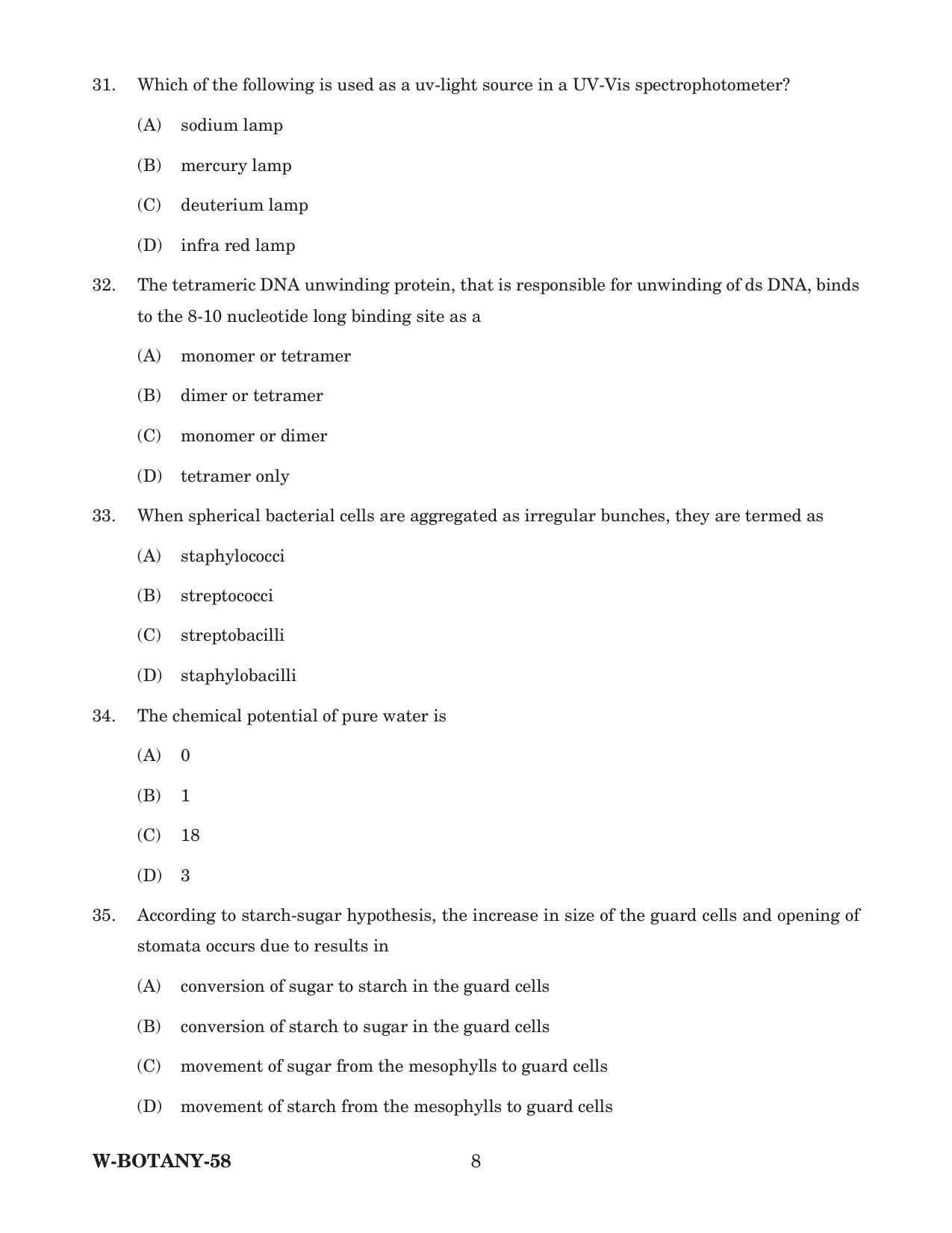 Odisha CPET 2022 BOTANY Question Paper - Page 8
