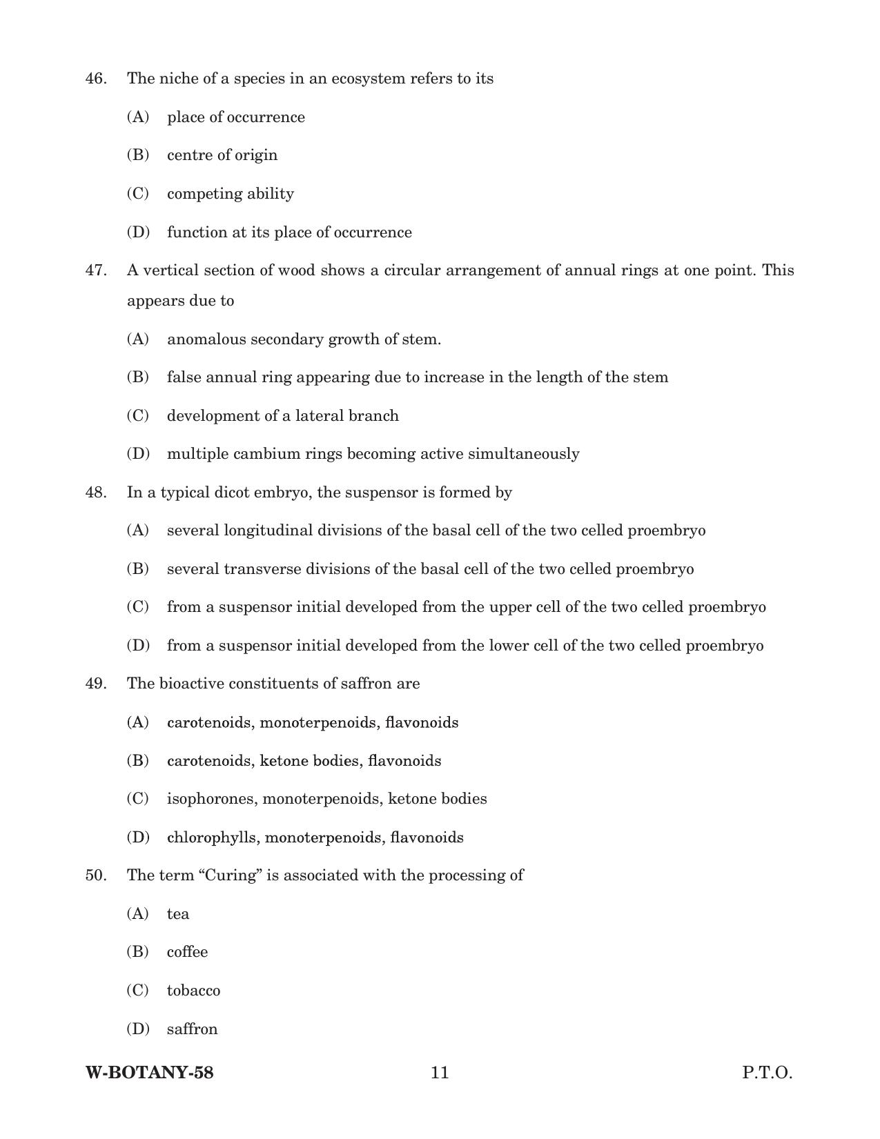 Odisha CPET 2022 BOTANY Question Paper - Page 11