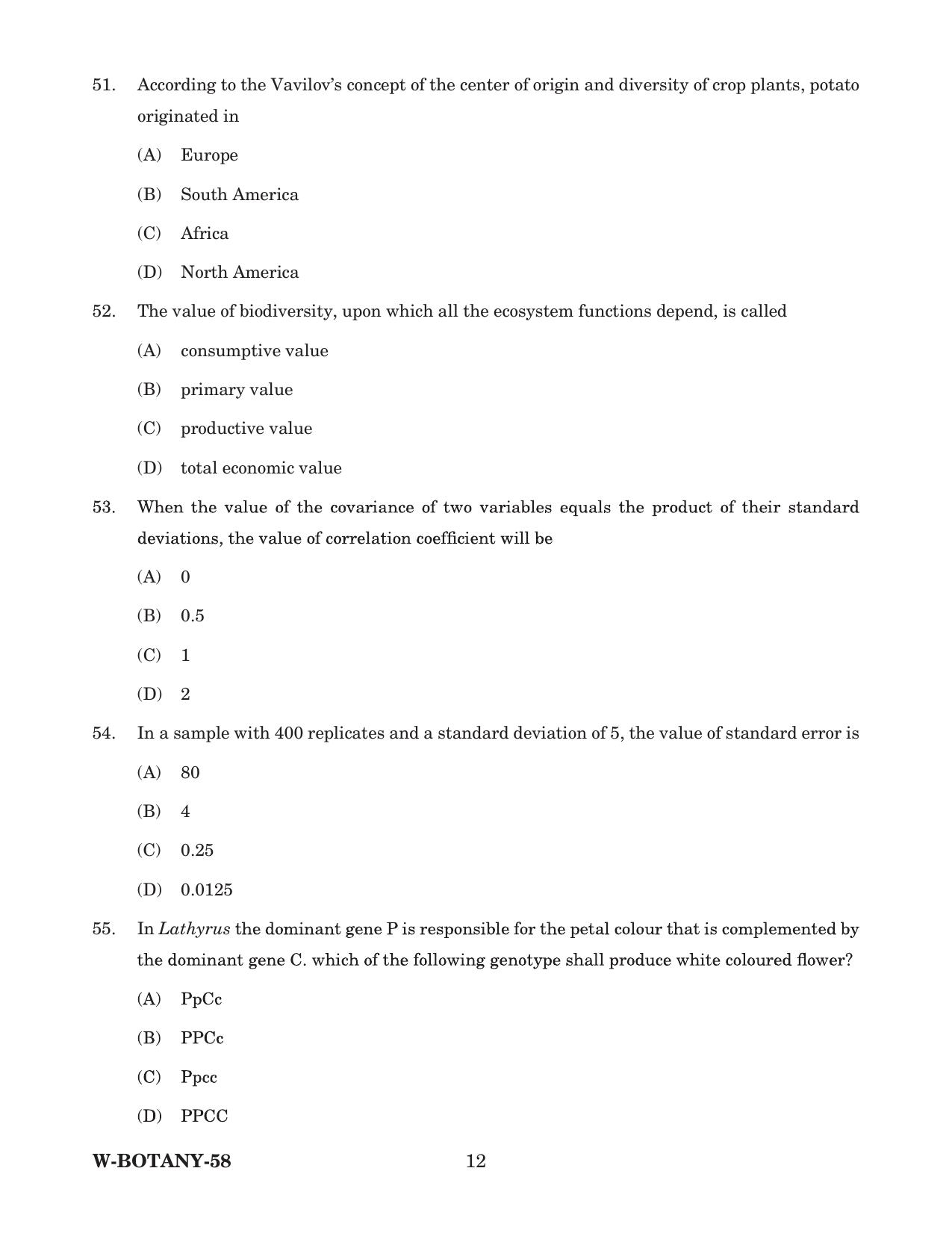 Odisha CPET 2022 BOTANY Question Paper - Page 12