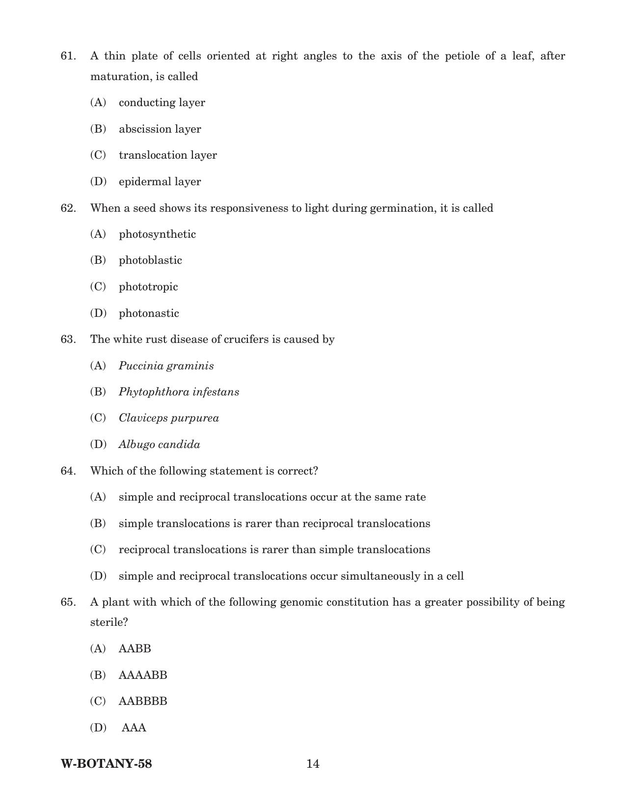 Odisha CPET 2022 BOTANY Question Paper - Page 14