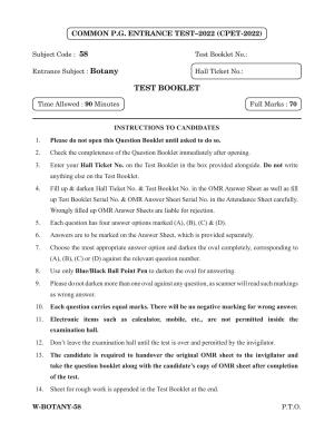 Odisha CPET 2022 BOTANY Question Paper