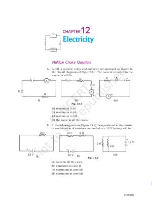 NCERT Exemplar Book for Class 10 Science: Chapter 12 Electricity