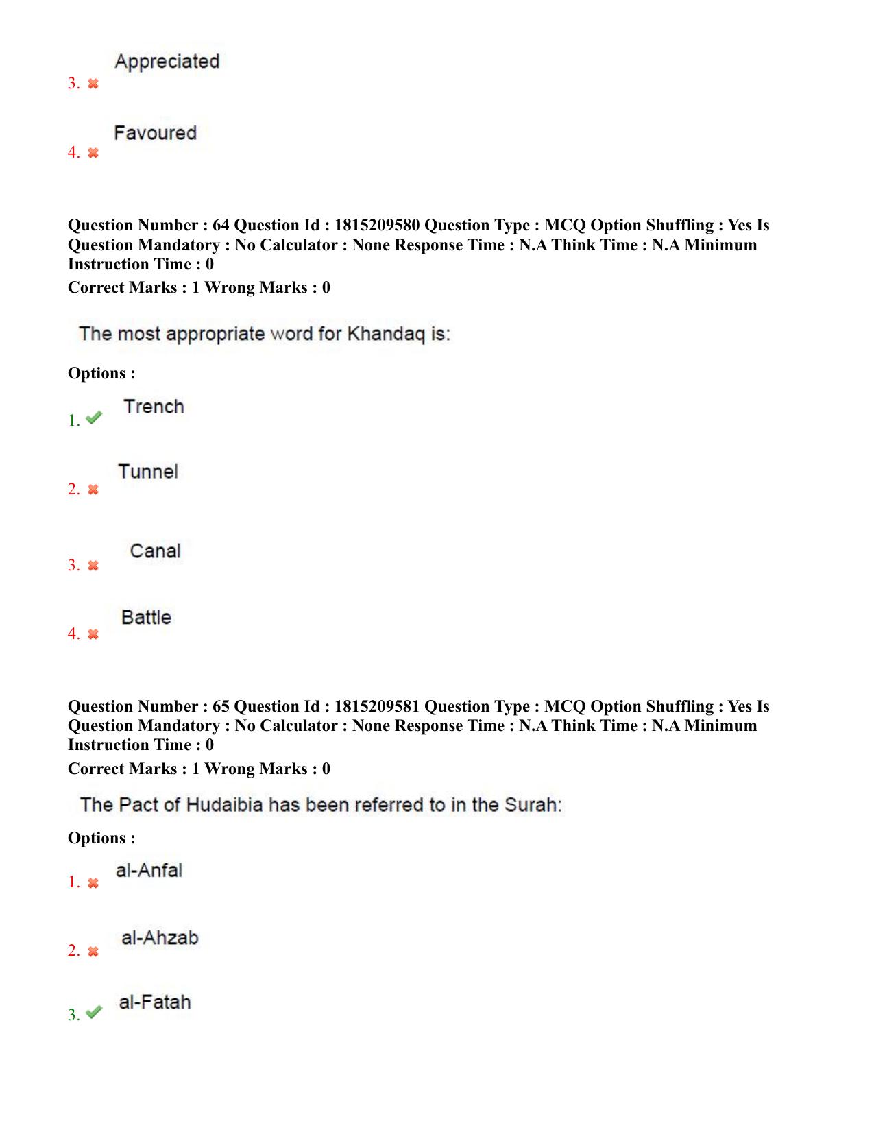 TS CPGET 2023 M A Islamic Studies (Shift 2) Question Paper with Answer Key - Page 31