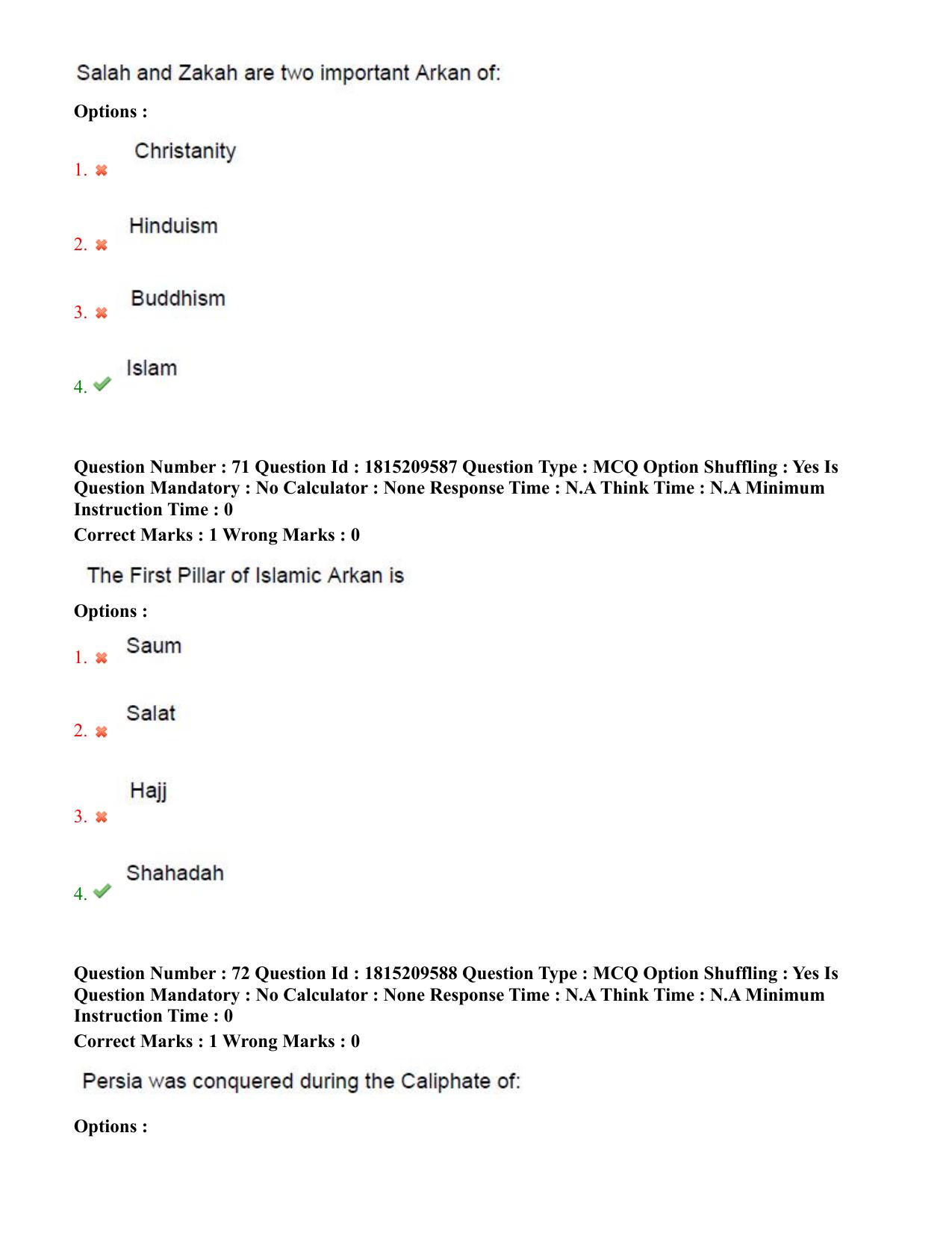 TS CPGET 2023 M A Islamic Studies (Shift 2) Question Paper with Answer Key - Page 34