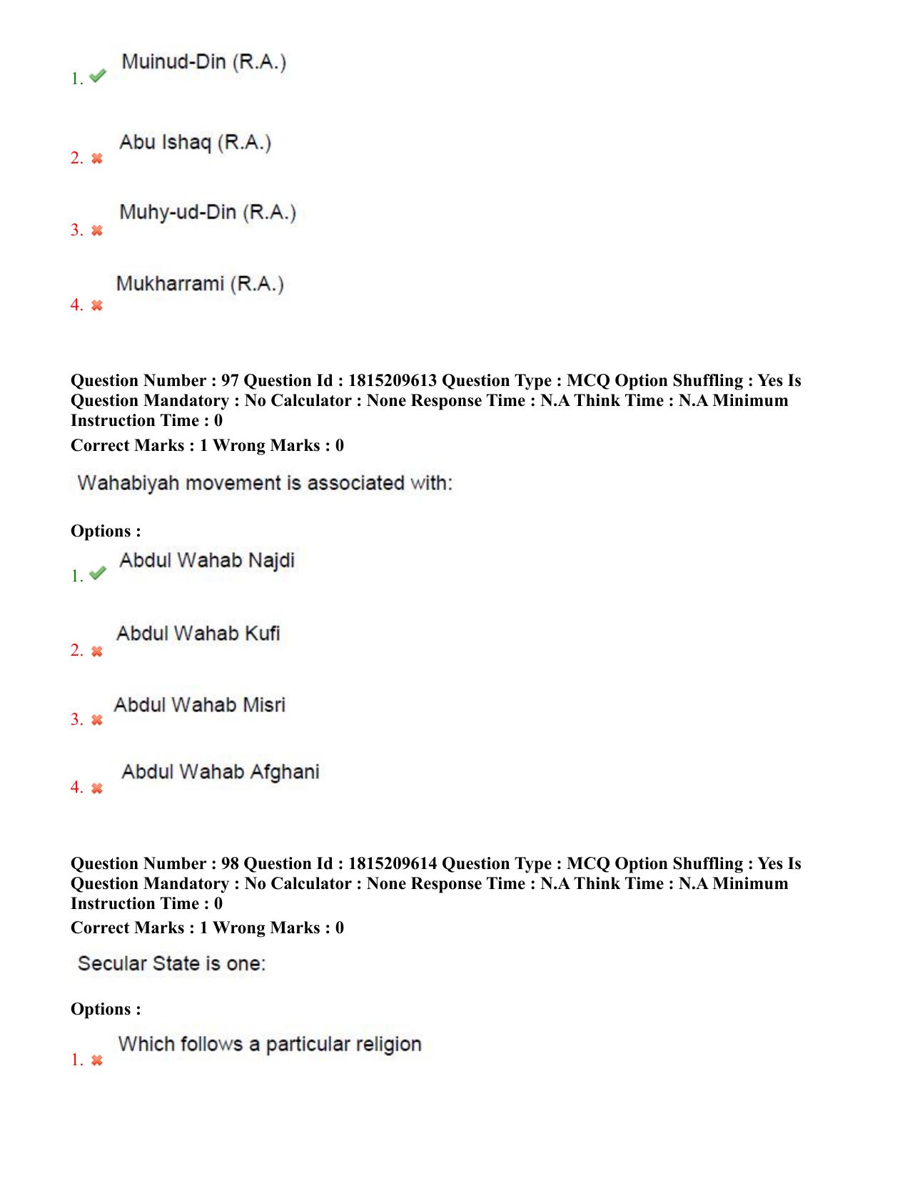 TS CPGET 2023 M A Islamic Studies (Shift 2) Question Paper with Answer Key - Page 46