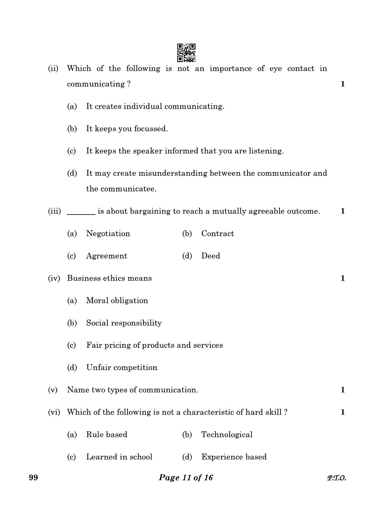 CBSE Class 10 99 Marketing And Sales 2023 Question Paper - Page 11