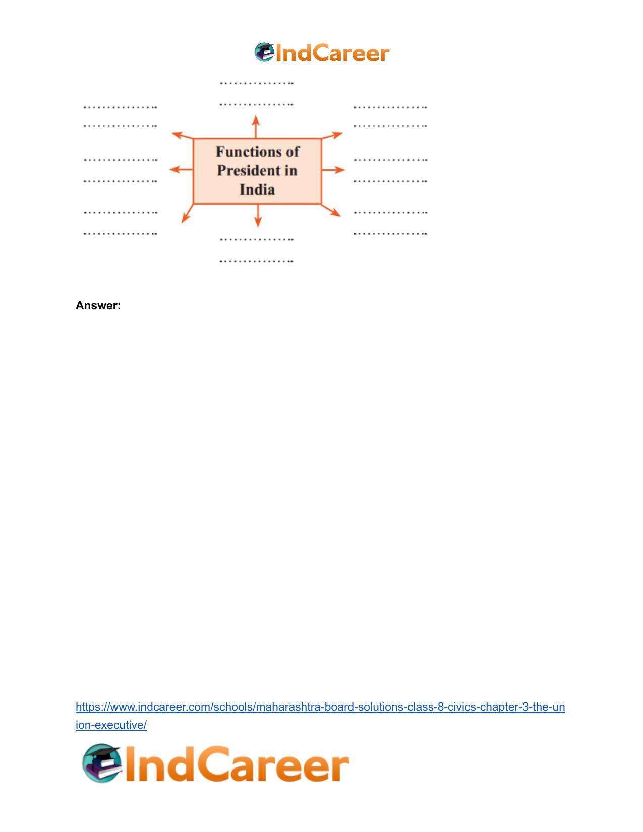 Maharashtra Board Solutions Class 8-Civics: Chapter 3- The Union Executive - Page 6