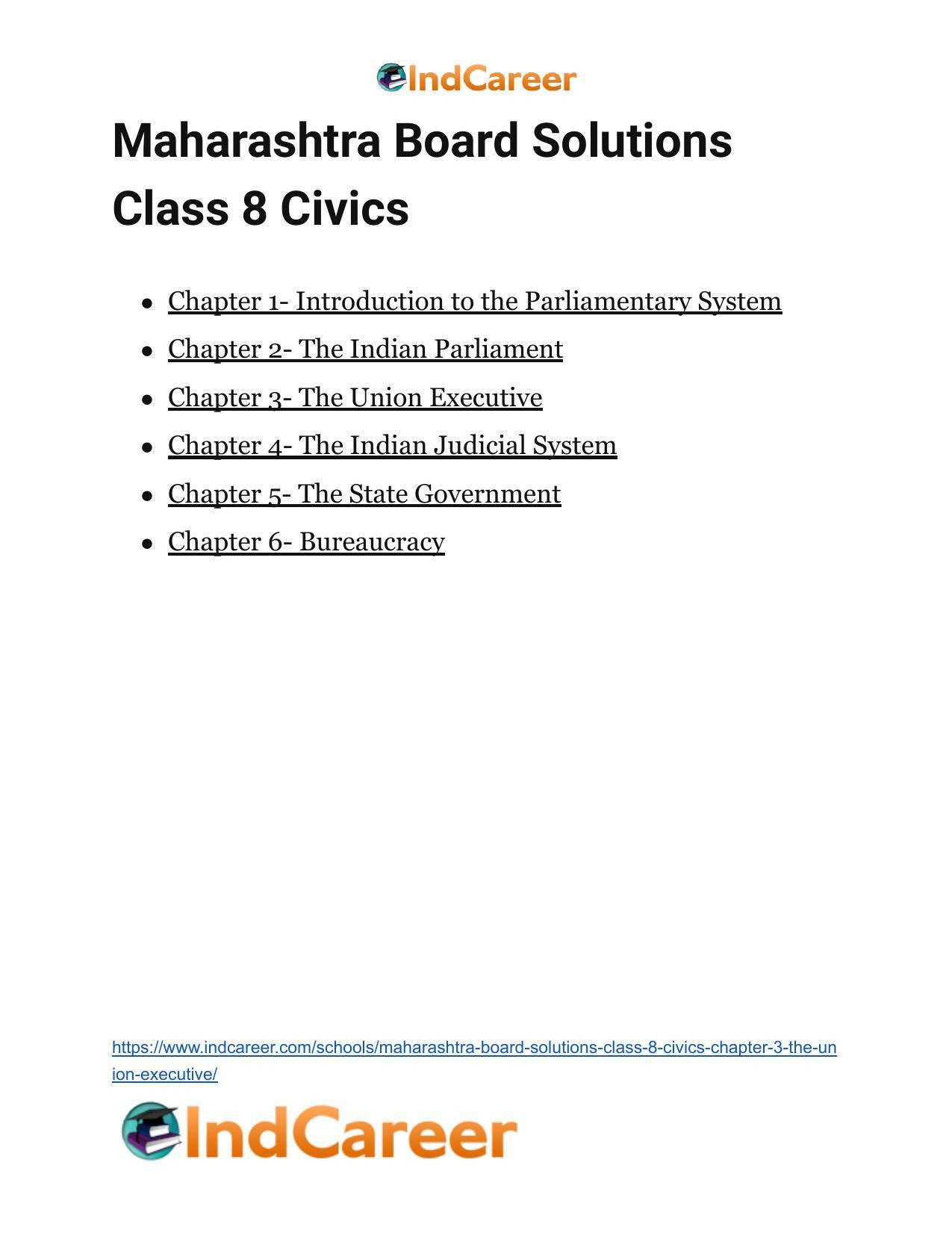 Maharashtra Board Solutions Class 8-Civics: Chapter 3- The Union Executive - Page 16