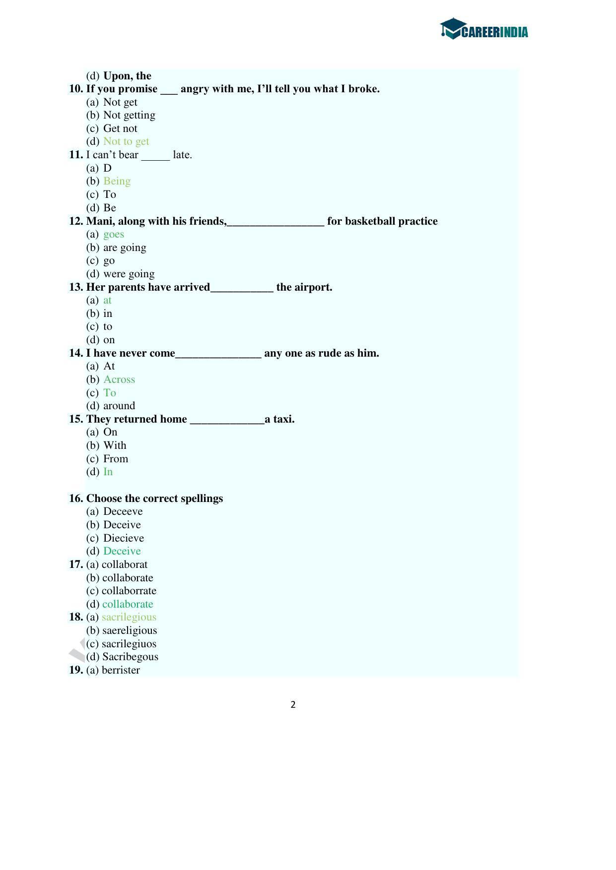 CLAT 2016 UG Question Paper with Answer Key - Page 2