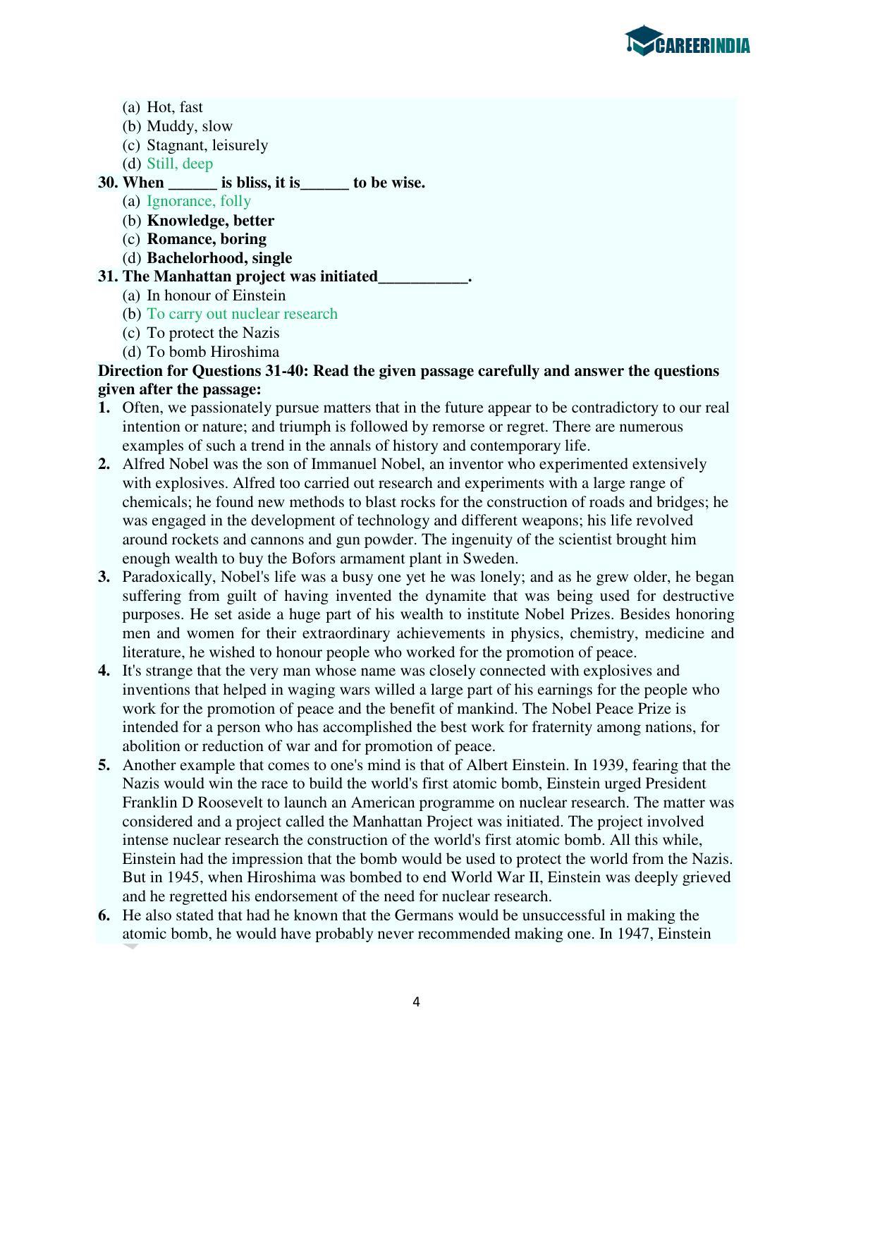 CLAT 2016 UG Question Paper with Answer Key - Page 4