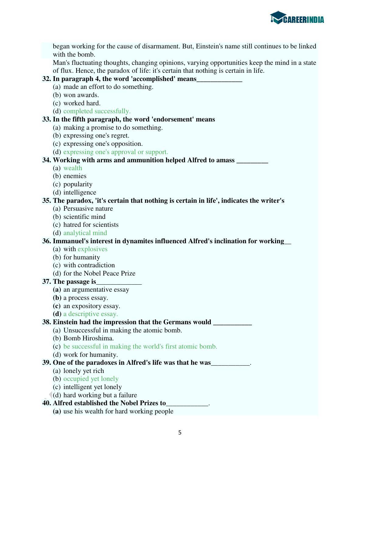 CLAT 2016 UG Question Paper with Answer Key - Page 5