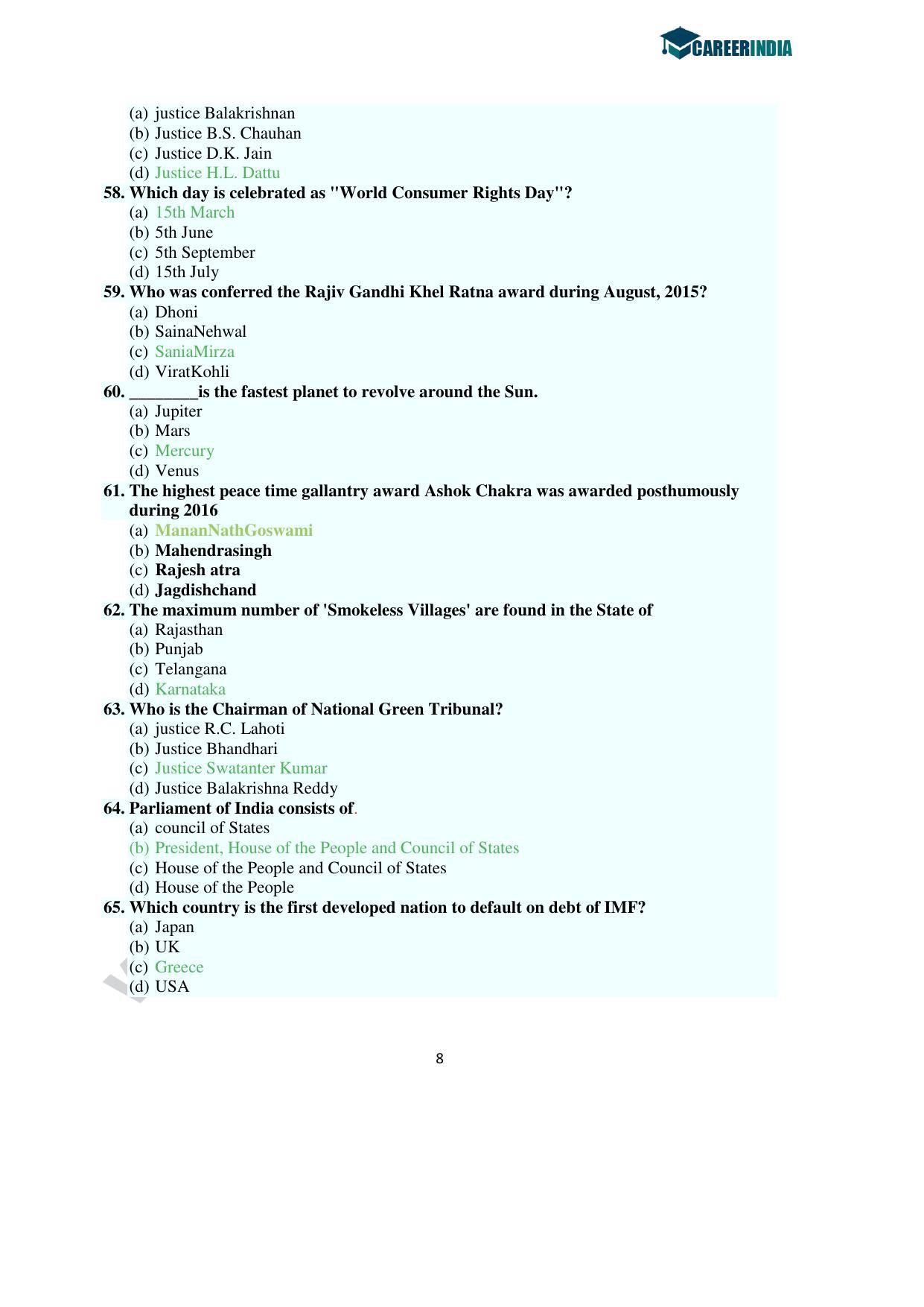 CLAT 2016 UG Question Paper with Answer Key - Page 8