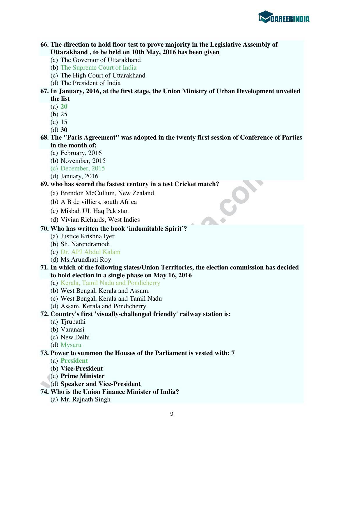 CLAT 2016 UG Question Paper with Answer Key - Page 9