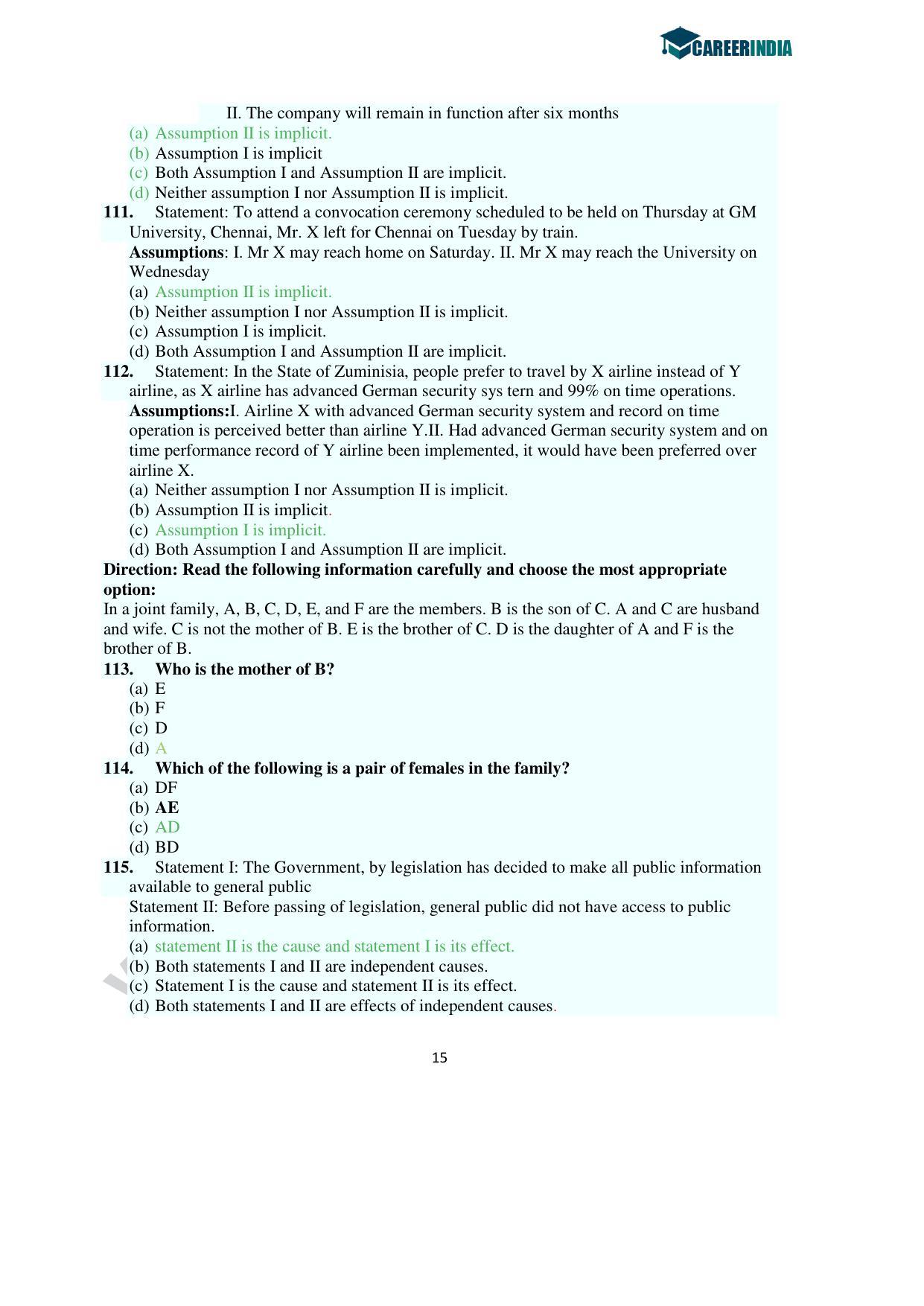 CLAT 2016 UG Question Paper with Answer Key - Page 15