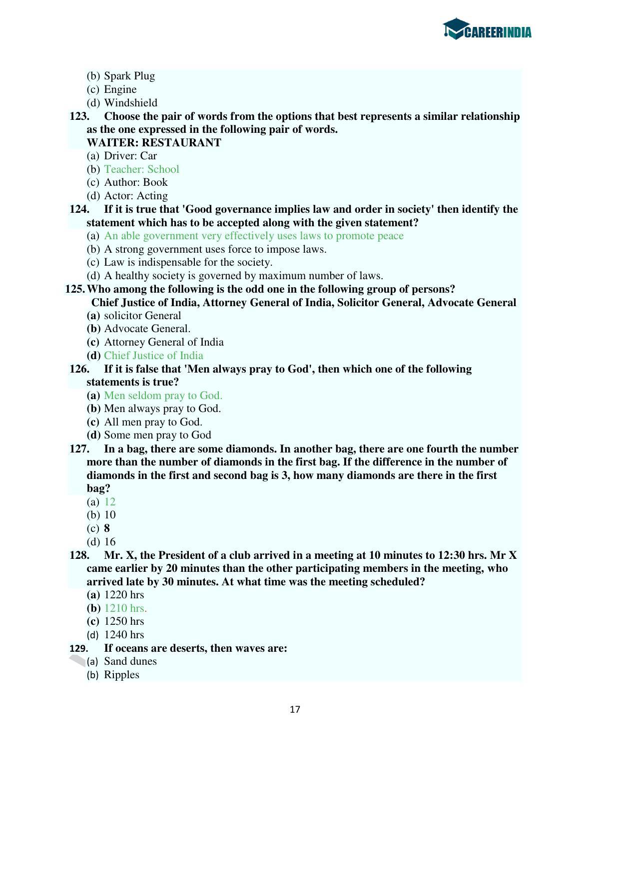 CLAT 2016 UG Question Paper with Answer Key - Page 17