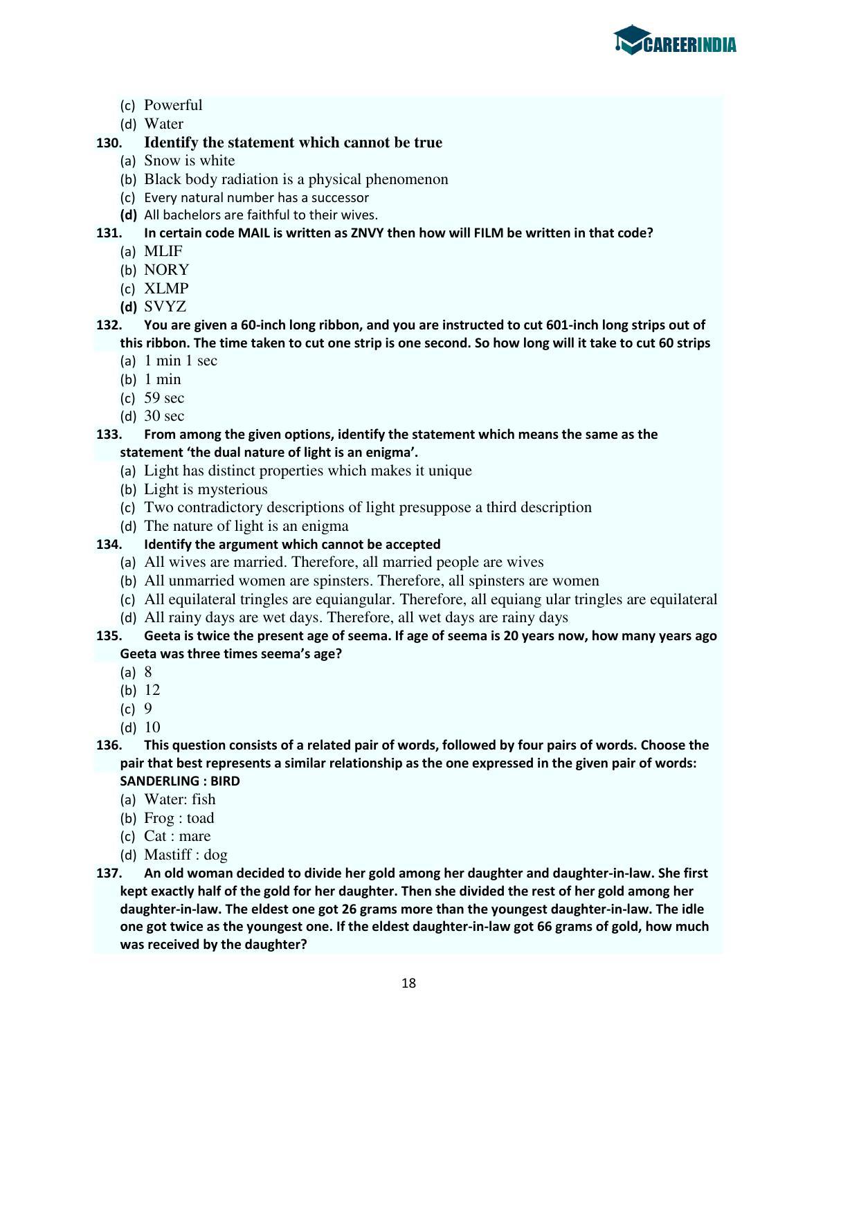 CLAT 2016 UG Question Paper with Answer Key - Page 18