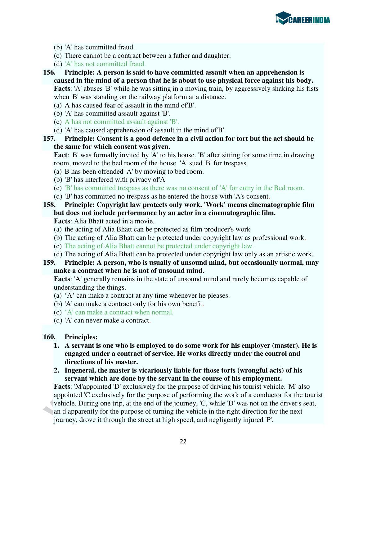 CLAT 2016 UG Question Paper with Answer Key - Page 22