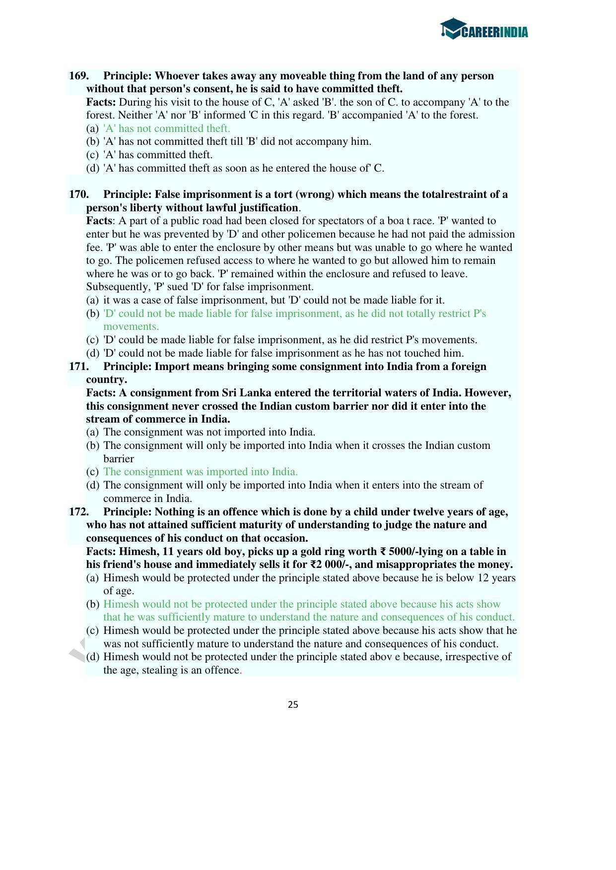 CLAT 2016 UG Question Paper with Answer Key - Page 25