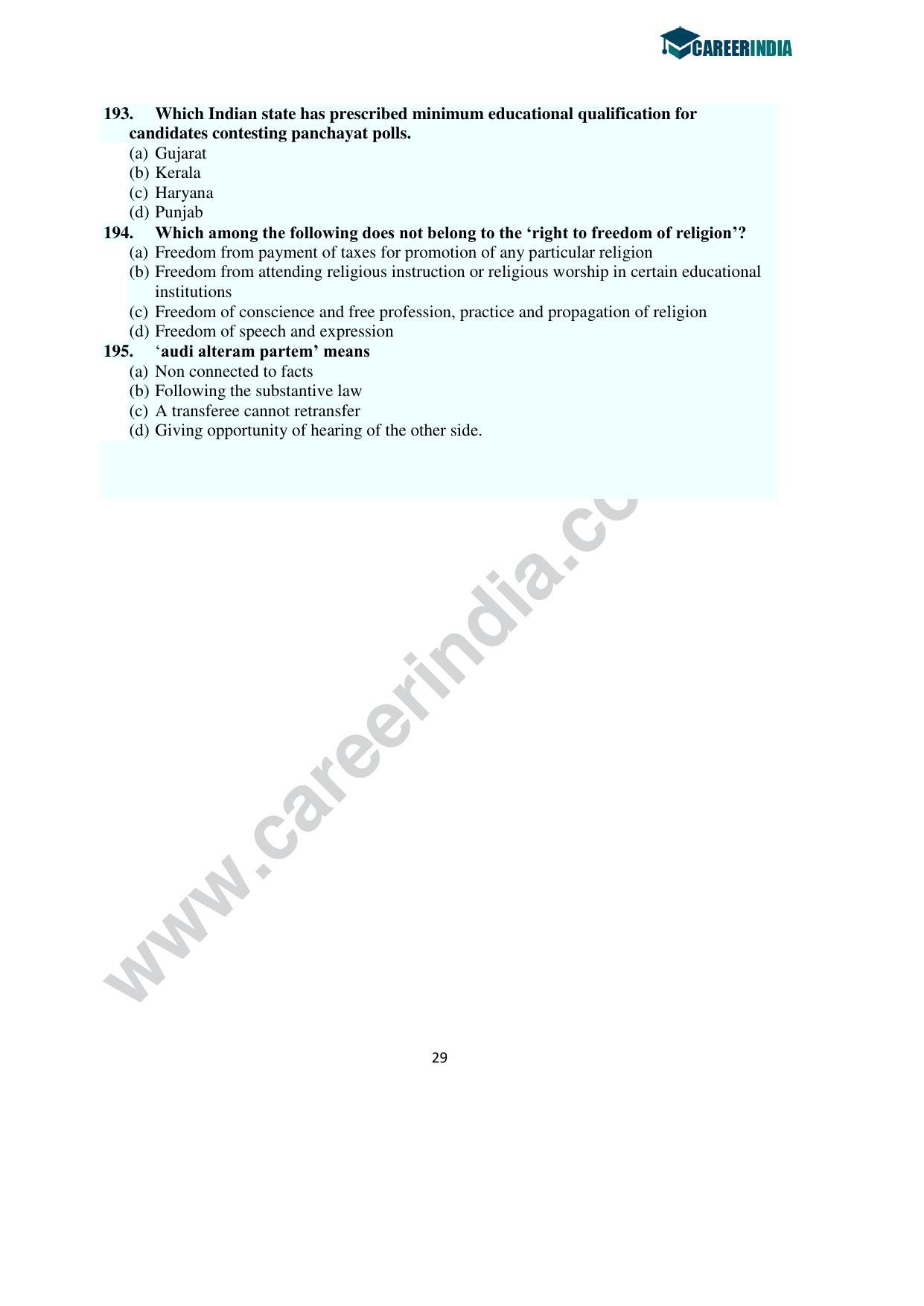 CLAT 2016 UG Question Paper with Answer Key - Page 29