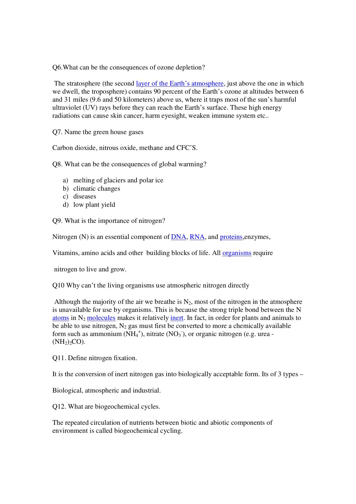 CBSE Worksheets for Class 9 Biology Natural Resources Assignment 2 - Page 4