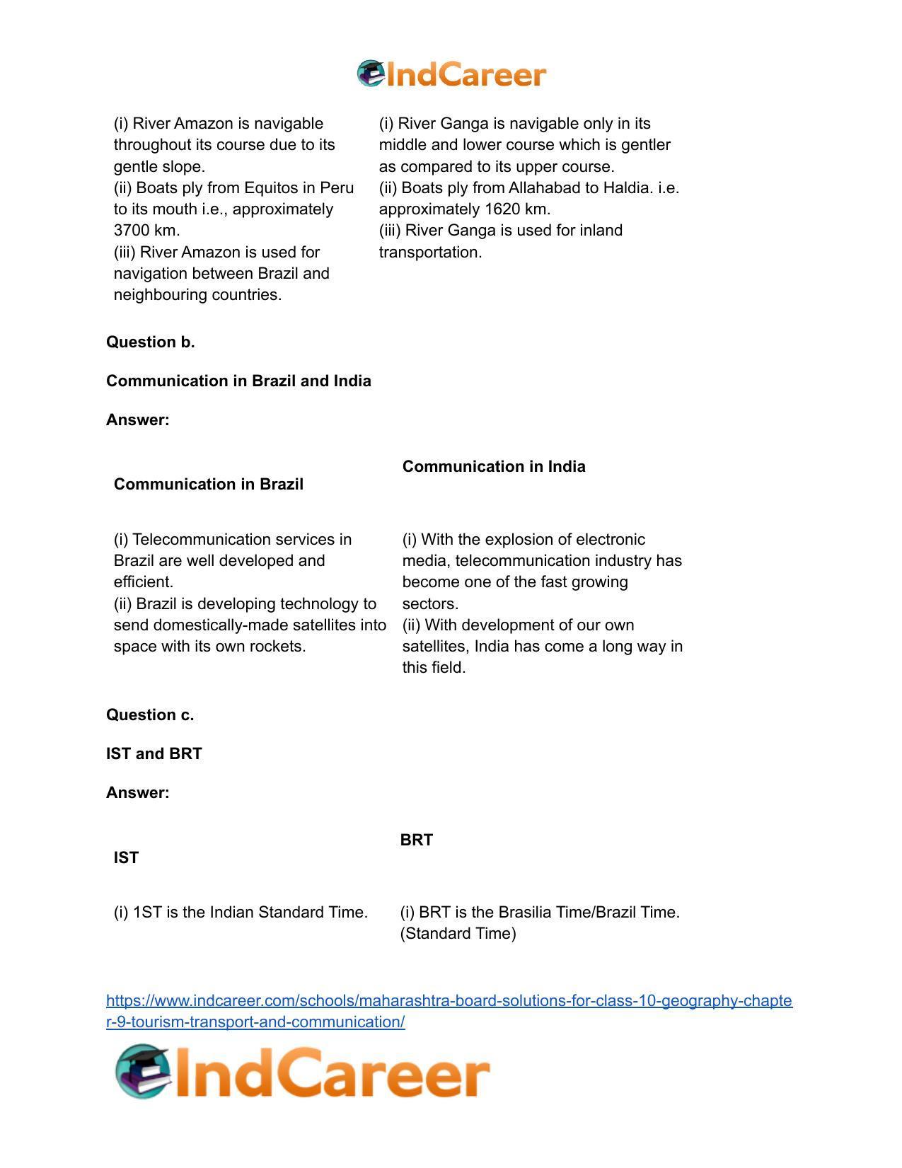 Maharashtra Board Solutions for Class 10- Geography: Chapter 9- Tourism, Transport and Communication - Page 9