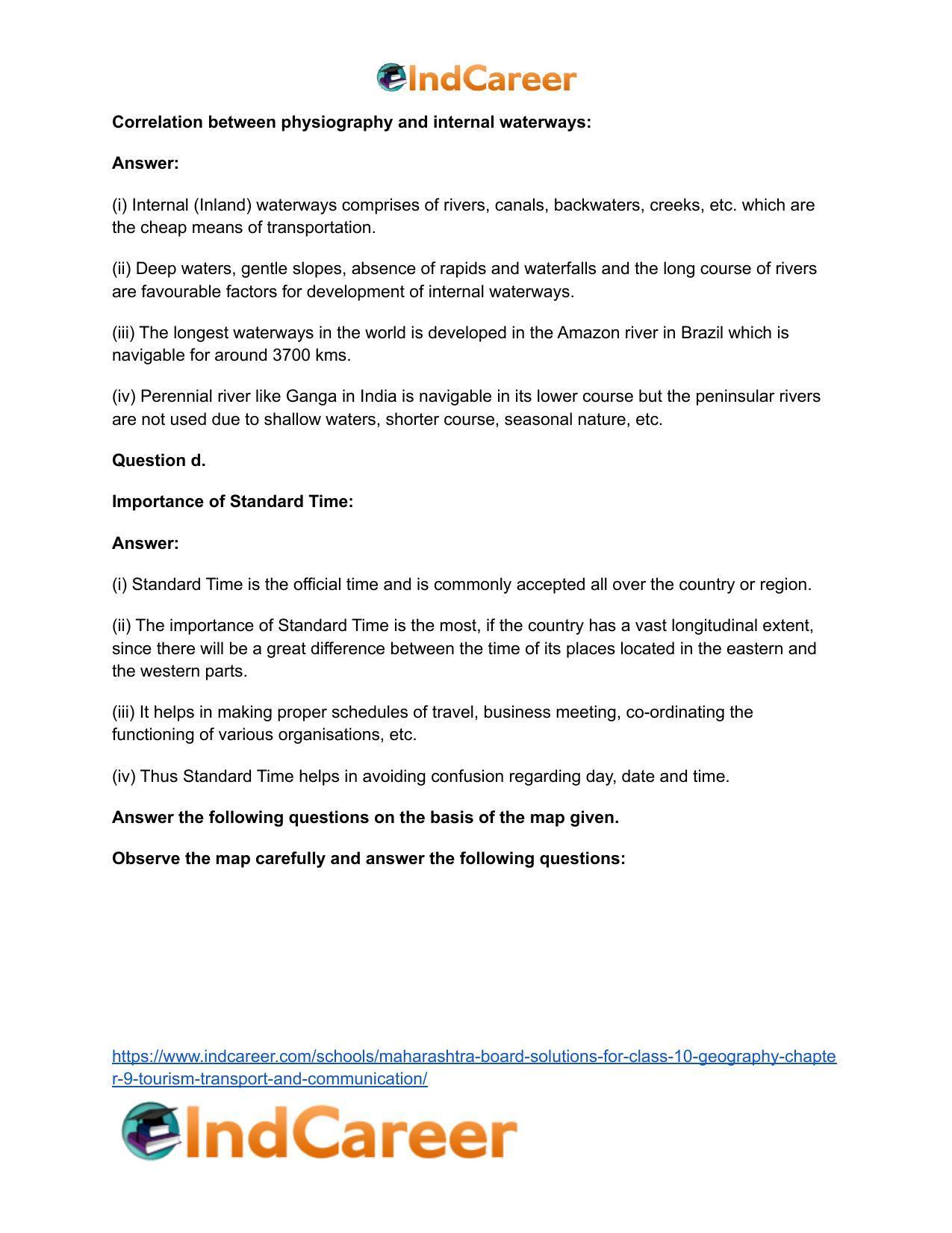 Maharashtra Board Solutions for Class 10- Geography: Chapter 9- Tourism, Transport and Communication - Page 11