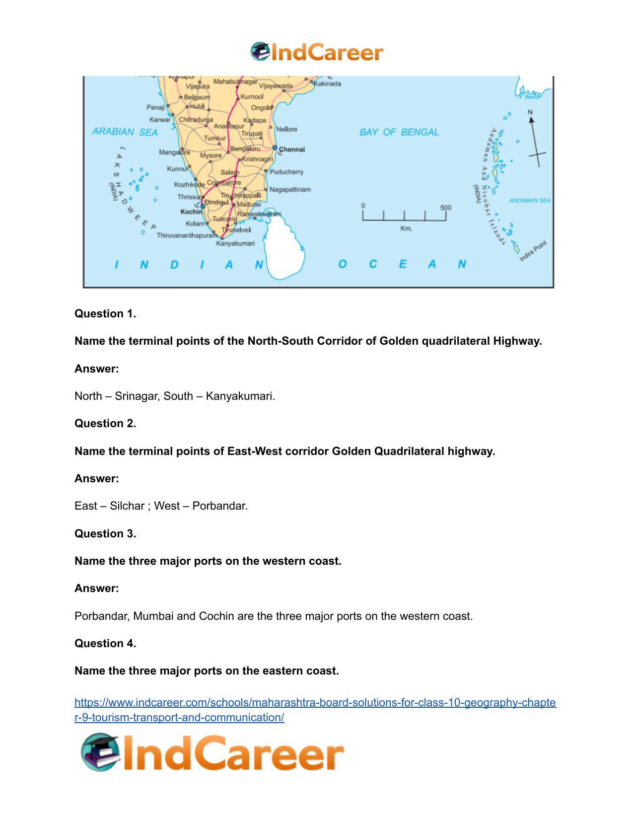 Maharashtra Board Solutions for Class 10- Geography: Chapter 9- Tourism, Transport and Communication - Page 13