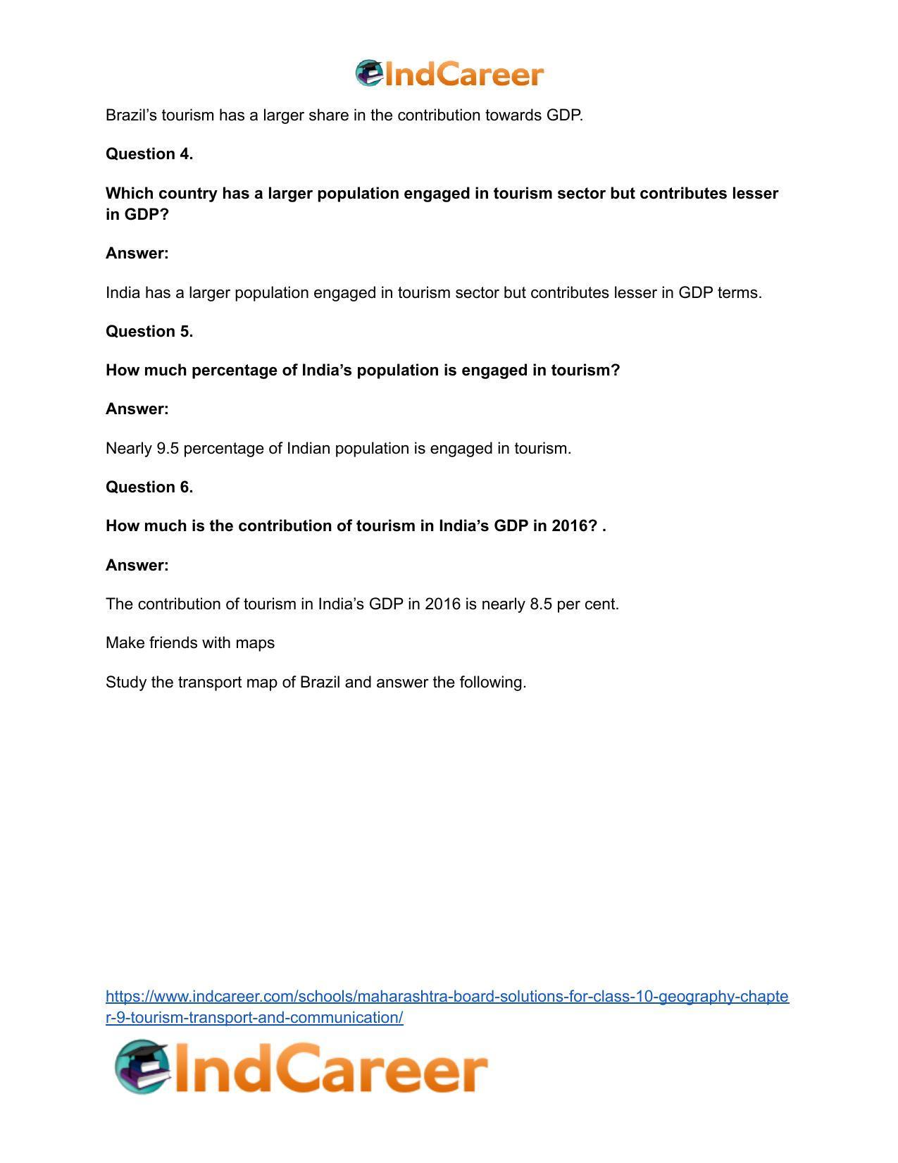 Maharashtra Board Solutions for Class 10- Geography: Chapter 9- Tourism, Transport and Communication - Page 20