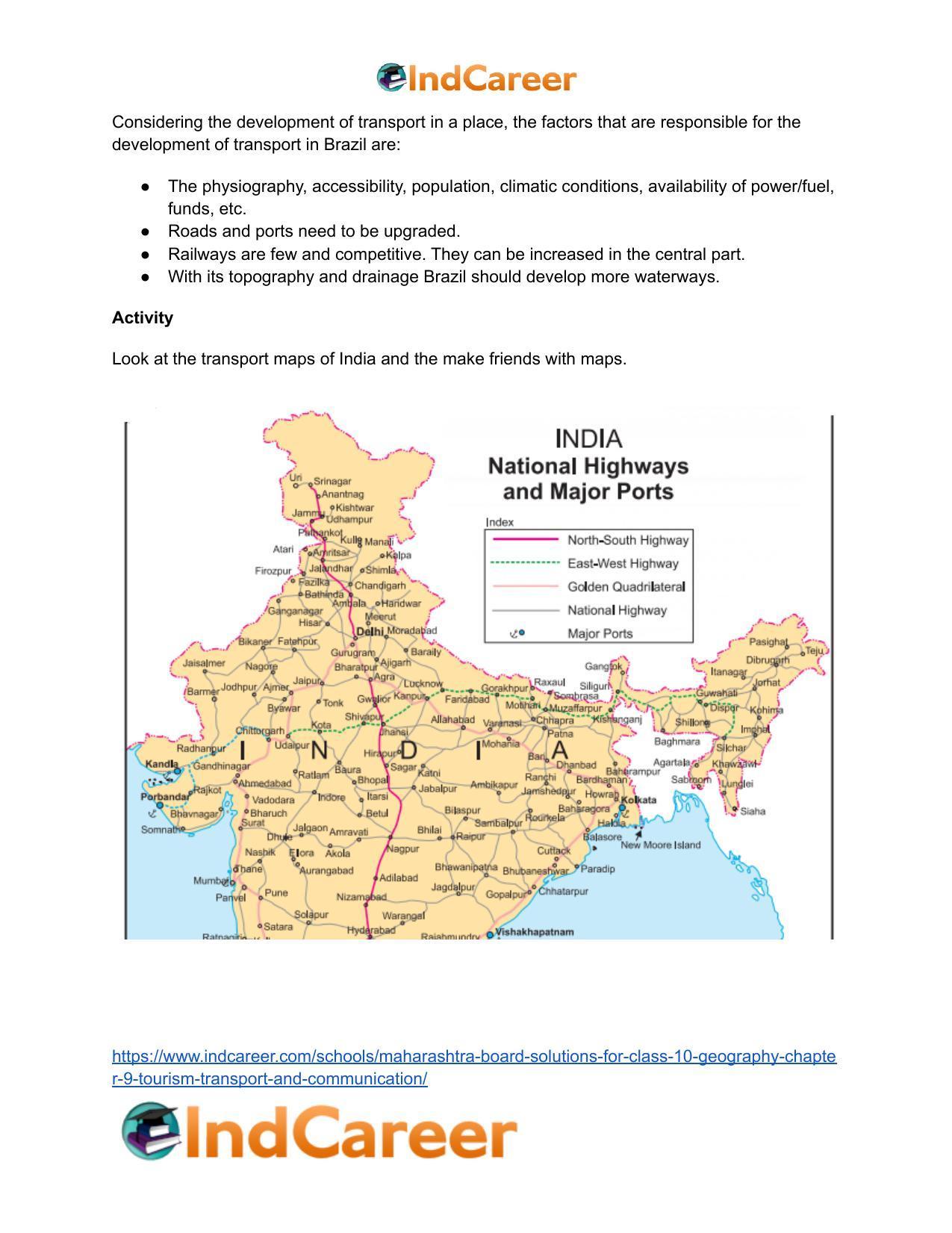 Maharashtra Board Solutions for Class 10- Geography: Chapter 9- Tourism, Transport and Communication - Page 23