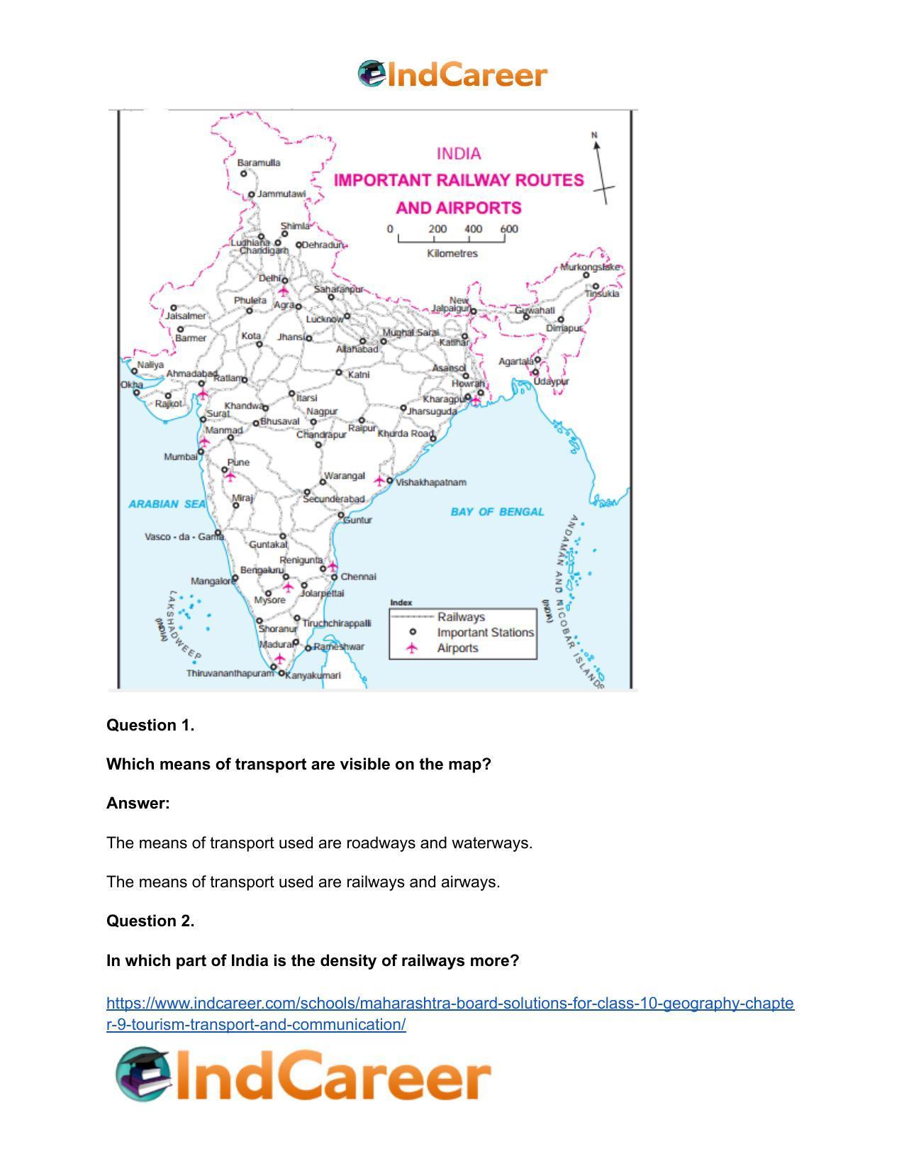 Maharashtra Board Solutions for Class 10- Geography: Chapter 9- Tourism, Transport and Communication - Page 25