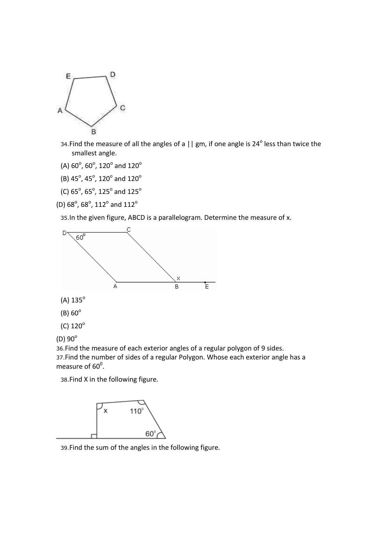 CBSE Worksheets for Class 8 Mathematics Understanding Quadrilaterals Assignment 10 - Page 12