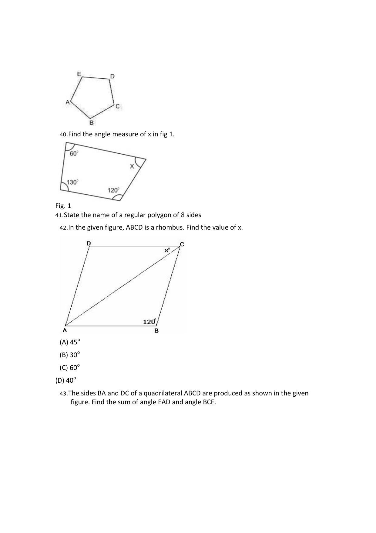CBSE Worksheets for Class 8 Mathematics Understanding Quadrilaterals Assignment 10 - Page 13