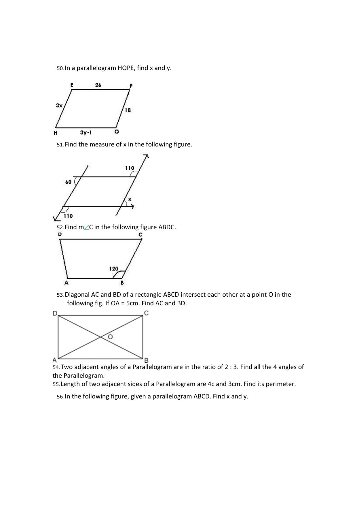 CBSE Worksheets for Class 8 Mathematics Understanding Quadrilaterals Assignment 10 - Page 16