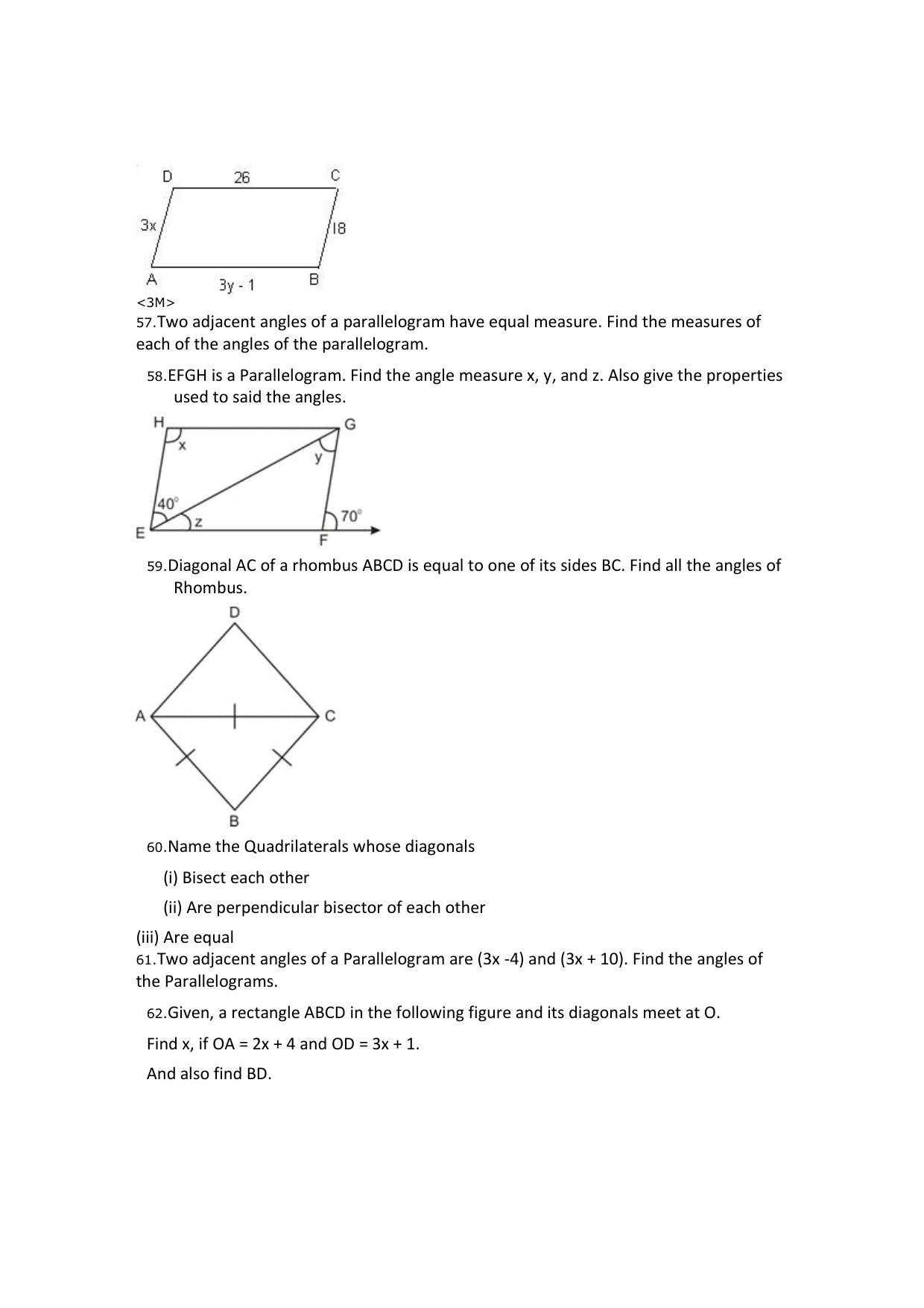CBSE Worksheets for Class 8 Mathematics Understanding Quadrilaterals Assignment 10 - Page 17