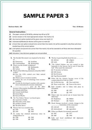 CUET Political Science Sample Paper 3