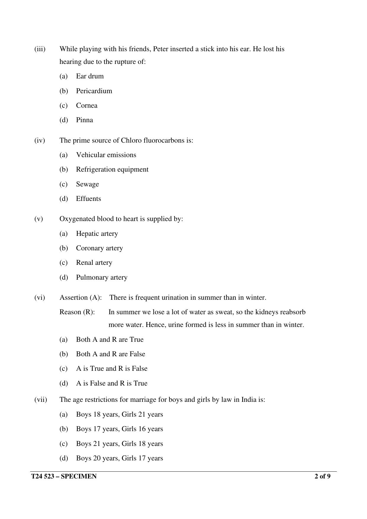 ICSE Class 10 2024 Biology Sample Paper - Page 2