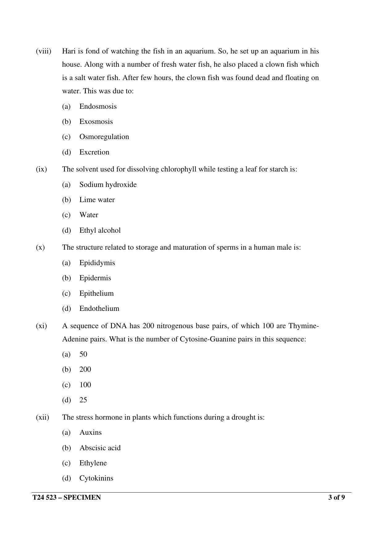 ICSE Class 10 2024 Biology Sample Paper - Page 3