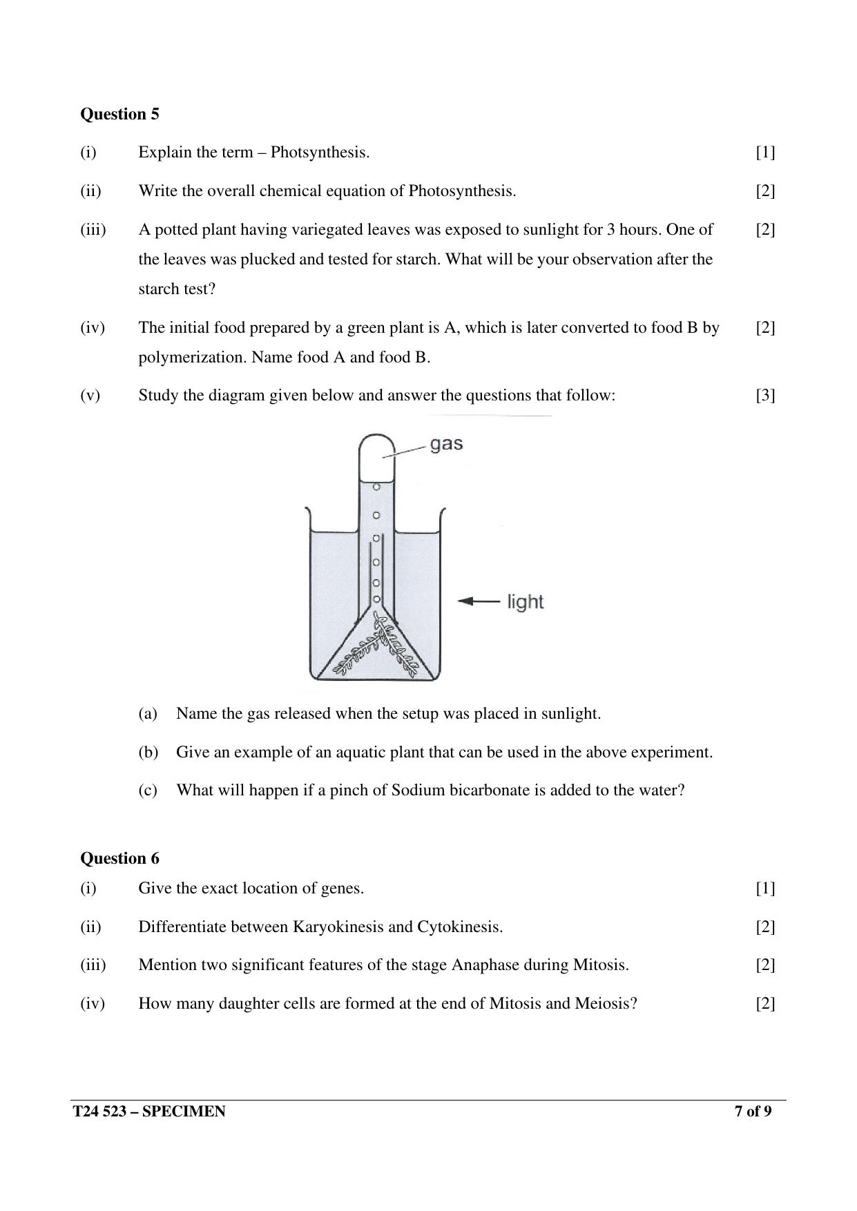 ICSE Class 10 2024 Biology Sample Paper - Page 7