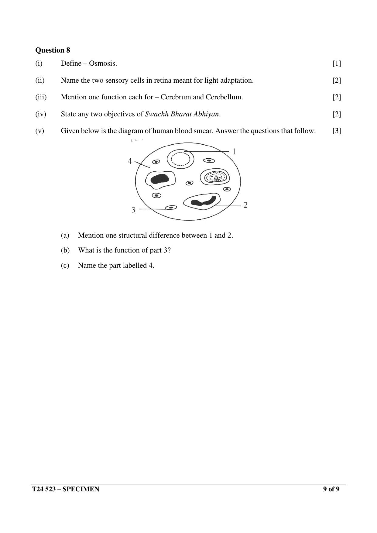 ICSE Class 10 2024 Biology Sample Paper - Page 9