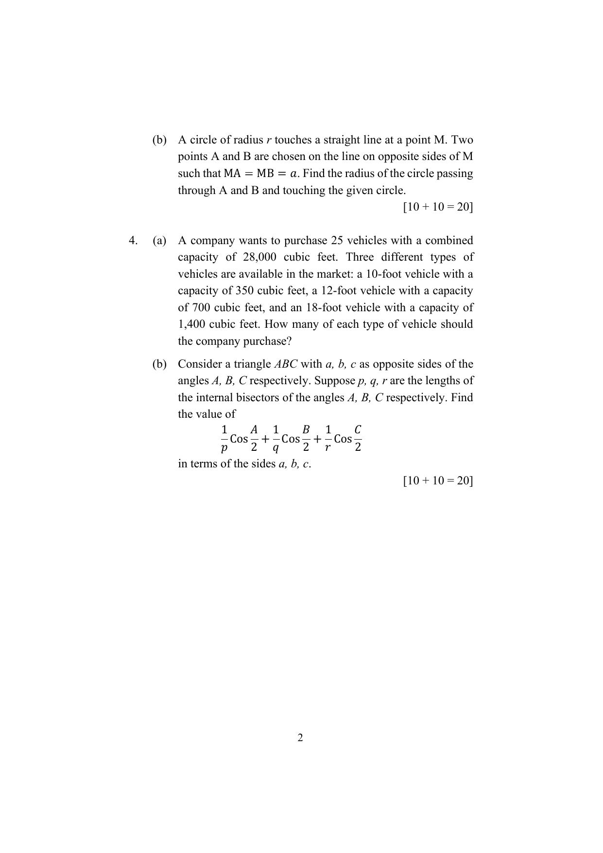 ISI Admission Test M.Tech (QROR) 2024 Sample Paper - Page 2